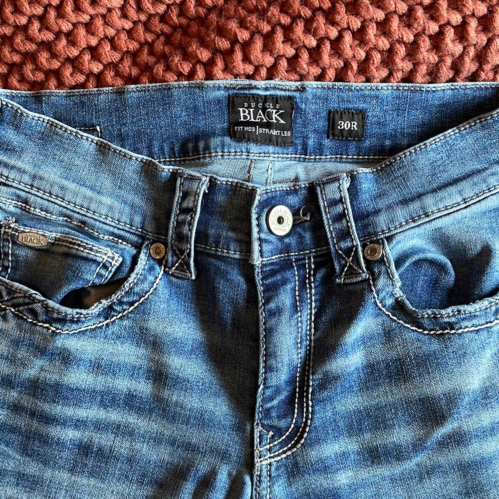 Buckle black mens straight leg jeans